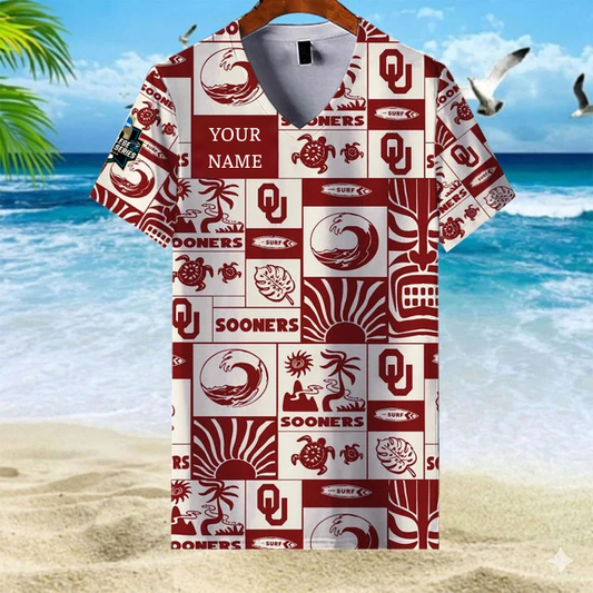 LIMITED EDITION - NEW CUSTOMIZED NCAA CWS22 OUS OU SOONERS V-NECK FEMALE SHIRT