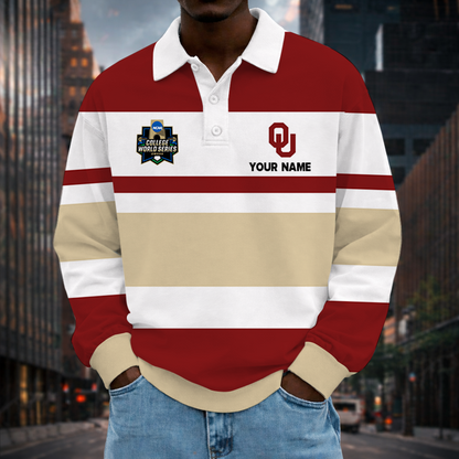 MEGA SALE - NEW CUSTOMIZED CWS NCAA22 OUS OU SOONERS UNISEX LONG SLEEVE POLO