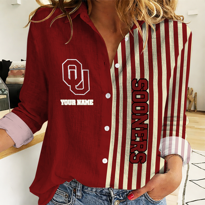 LIMITED DROP - NEW CUSTOMIZED | NCAA CWS22 OUS OU SOONERS WOMEN CASUAL SHIRT FOR FAN