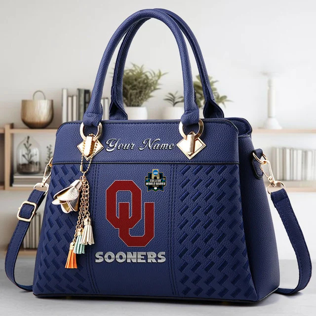 VIRAL EDITON - NEW CUSTOMIZED NCAA CWS22 OUS OU SOONERS ZIP HANDBAG MULTICOLOR