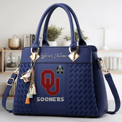 VIRAL EDITON - NEW CUSTOMIZED NCAA CWS22 OUS OU SOONERS ZIP HANDBAG MULTICOLOR