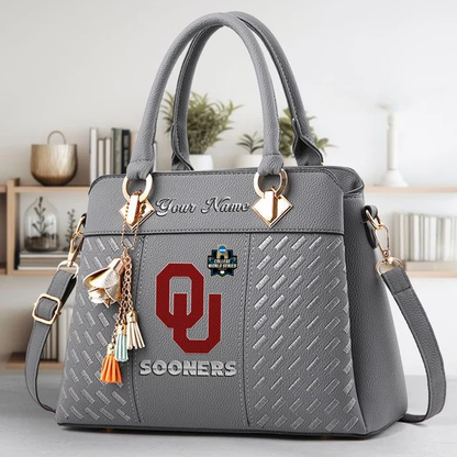 VIRAL EDITON - NEW CUSTOMIZED NCAA CWS22 OUS OU SOONERS ZIP HANDBAG MULTICOLOR