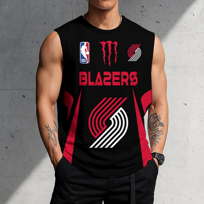 FINAL SALE - NEW CUSTOMIZED NBA22 PTB PORTLAND TRAIL BLAZERS MEN'S GYM SHIRT
