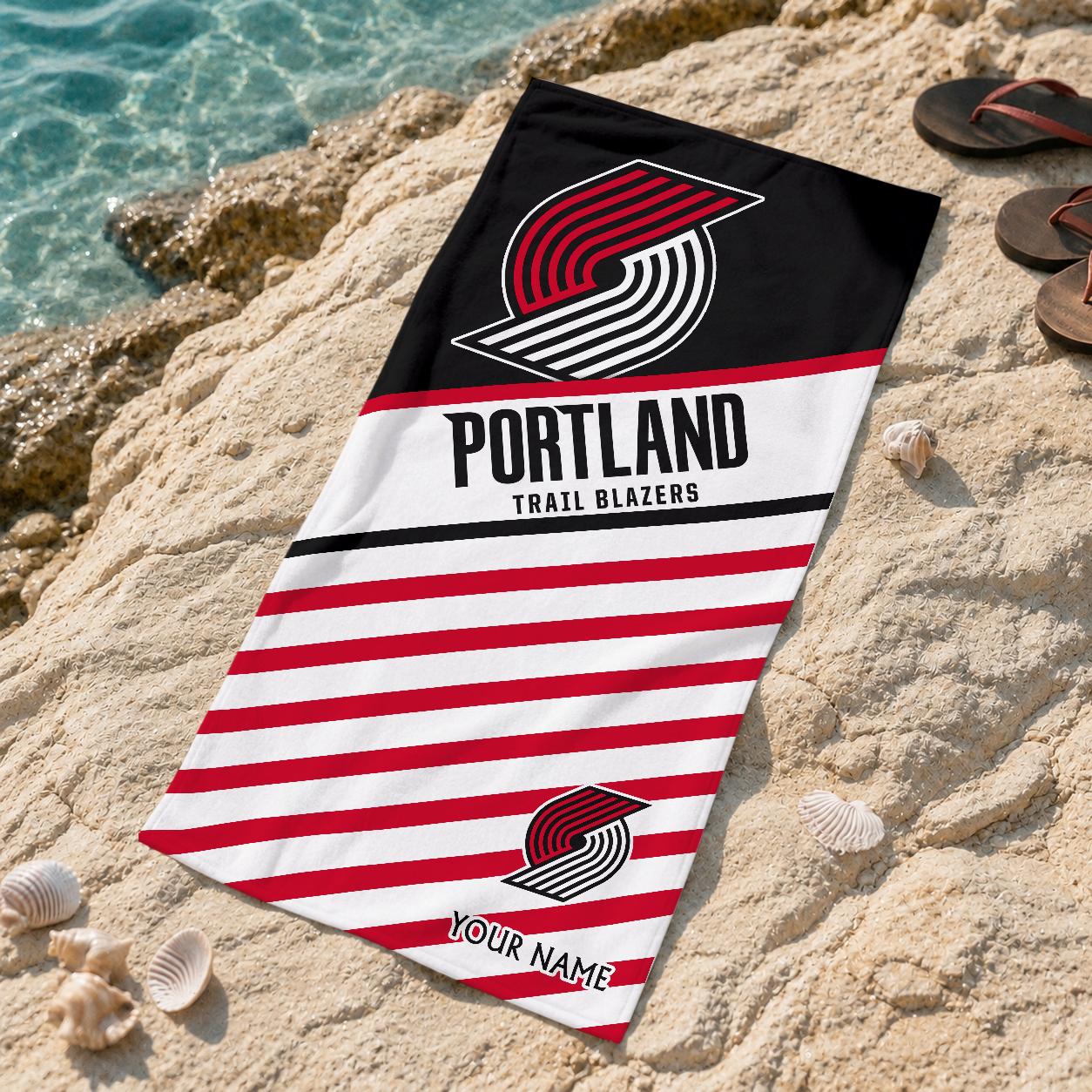 FINAL SALE - NEW CUSTOMIZED NBA22 PTB PORTLAND TRAIL BLAZERS BEACH TOWEL FOR FAN