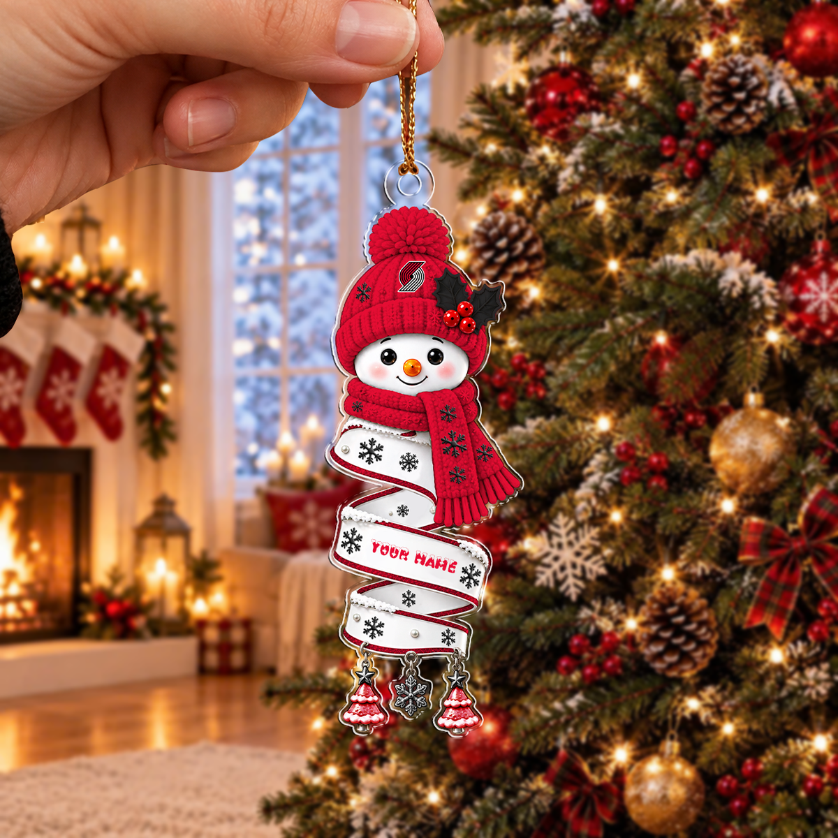 FINAL SALE - NEW CUSTOMIZED NBA22 PTB PORTLAND TRAIL BLAZERS CHRISTMAS ACRYLIC ORNAMENT