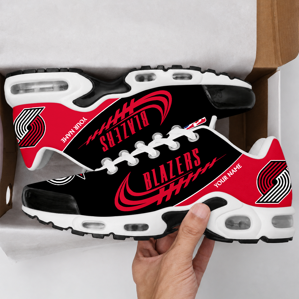 LIMITED EDITION - NEW CUSTOMIZED NBA22 PTB PORTLAND TRAIL BLAZERS AIR MAX PLUS SNEAKERS