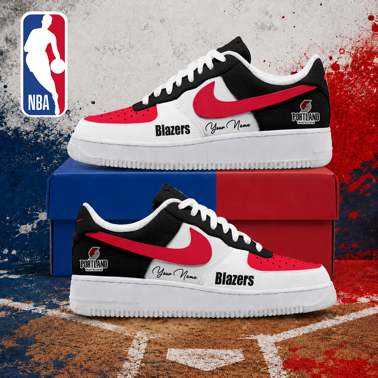 FINAL SALE - NEW CUSTOMIZED NBA22 PTB PORTLAND TRAIL BLAZERS AF1 SNEAKERS