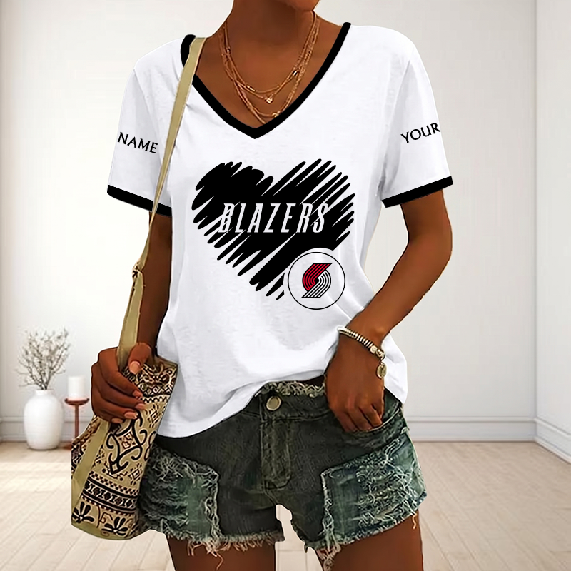 SPECIAL EDITION - NEW CUSTOMIZED NBA22 PTB PORTLAND TRAIL BLAZERS V-NECK FEMALE SHIRT