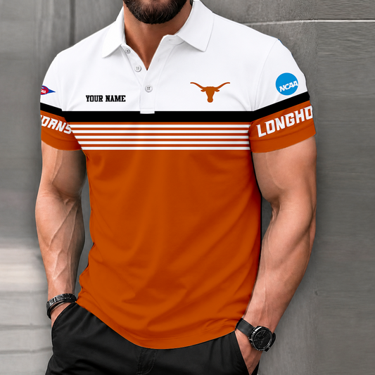LIMITED EDITION - NEW CUSTOMIZED NCAA FBS22 TXL TEXAS LONGHORNS POLO SHIRT