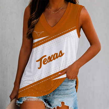 VIRAL EDITION - NEW CUSTOMIZED NCAA FBS22 TXL TEXAS LONGHORNS WOMEN'S V-NECK TANK TOP