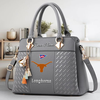 LIMITED EDITION - NEW CUSTOMIZED NCAA FBS22 TXL TX LONGHORNS ZIP HANDBAG MULTICOLOR