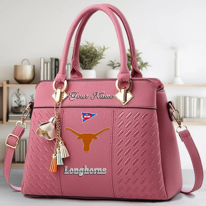 LIMITED EDITION - NEW CUSTOMIZED NCAA FBS22 TXL TX LONGHORNS ZIP HANDBAG MULTICOLOR