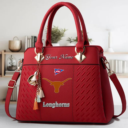 LIMITED EDITION - NEW CUSTOMIZED NCAA FBS22 TXL TX LONGHORNS ZIP HANDBAG MULTICOLOR