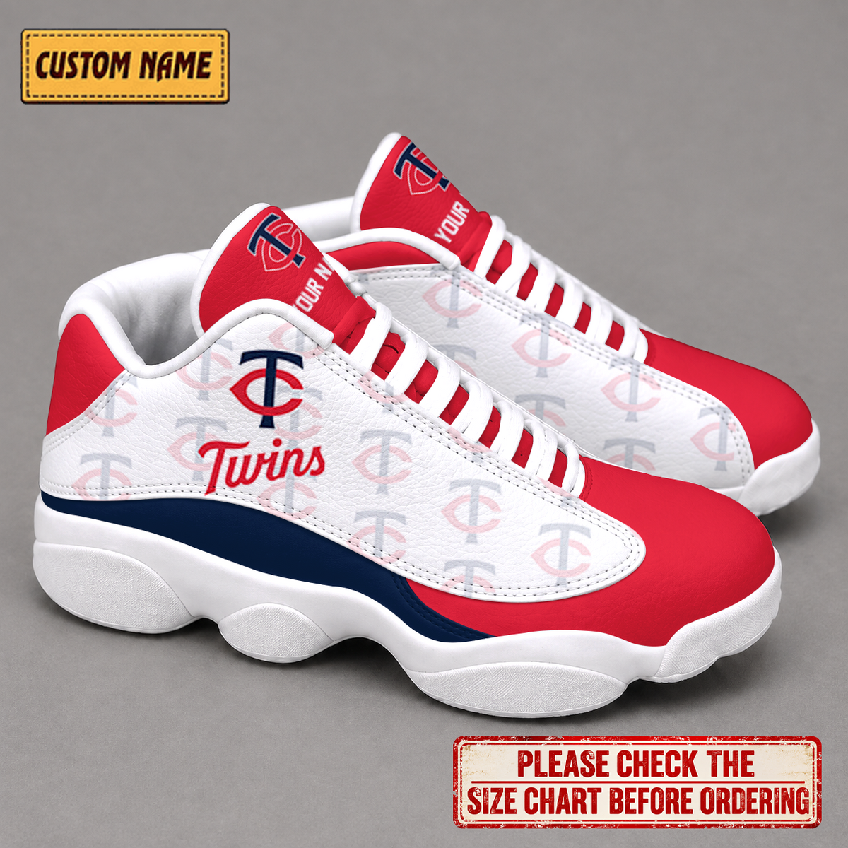 LIMITED EDITION - NEW CUSTOMIZED NFL22 MTS MINNESOTA TWINS AIR JORDAN 13 LOW TOP SNEAKER