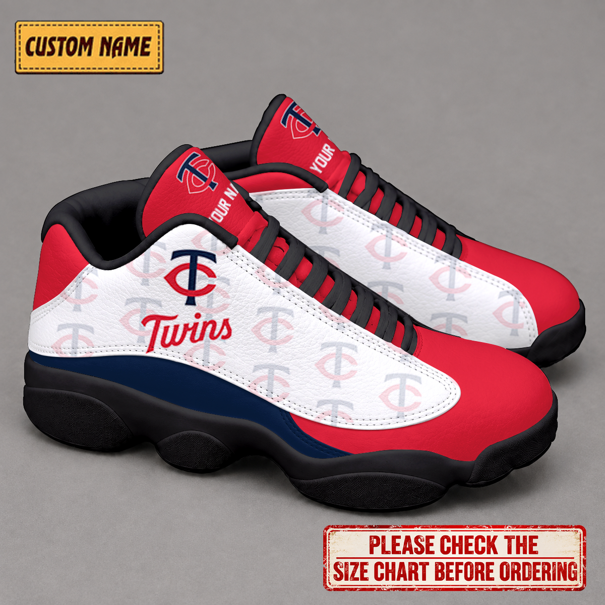 LIMITED EDITION - NEW CUSTOMIZED NFL22 MTS MINNESOTA TWINS AIR JORDAN 13 LOW TOP SNEAKER