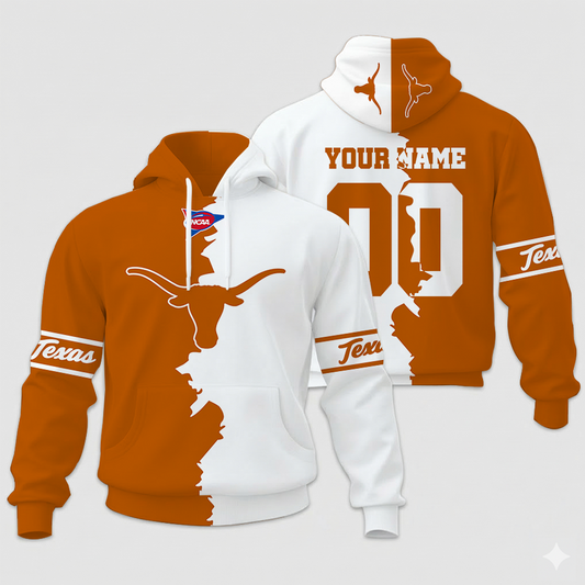 LIMITED EDITION - NEW CUSTOMIZED NCAA FBS22 TXL TX LONGHORNS UNISEX HOODIE & ZIP HOODIE
