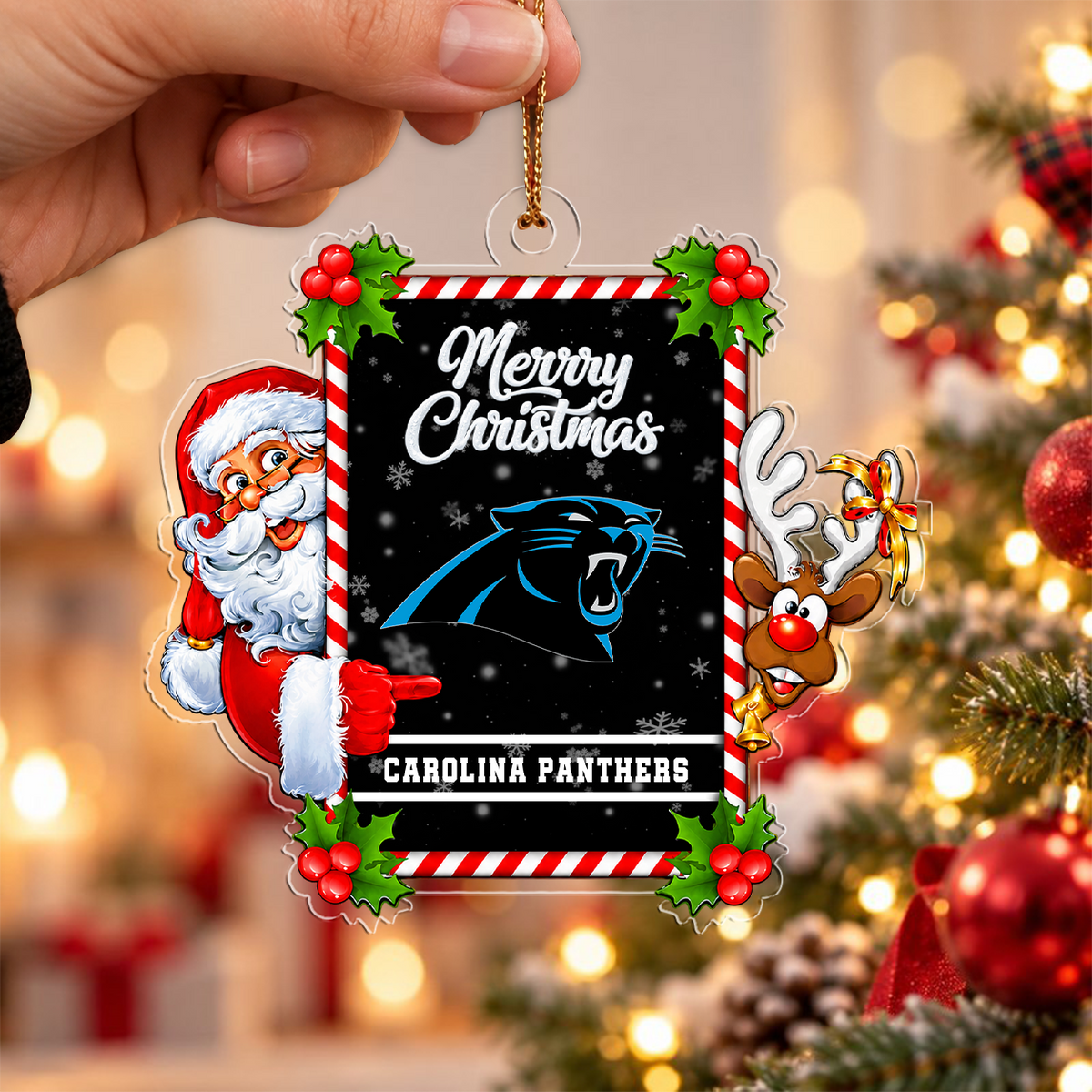 FINAL SALE - NEW CUSTOMIZED NFL23 CLP CAROLINA PANTHERS CHRISTMAS ACRYLIC ORNAMENT
