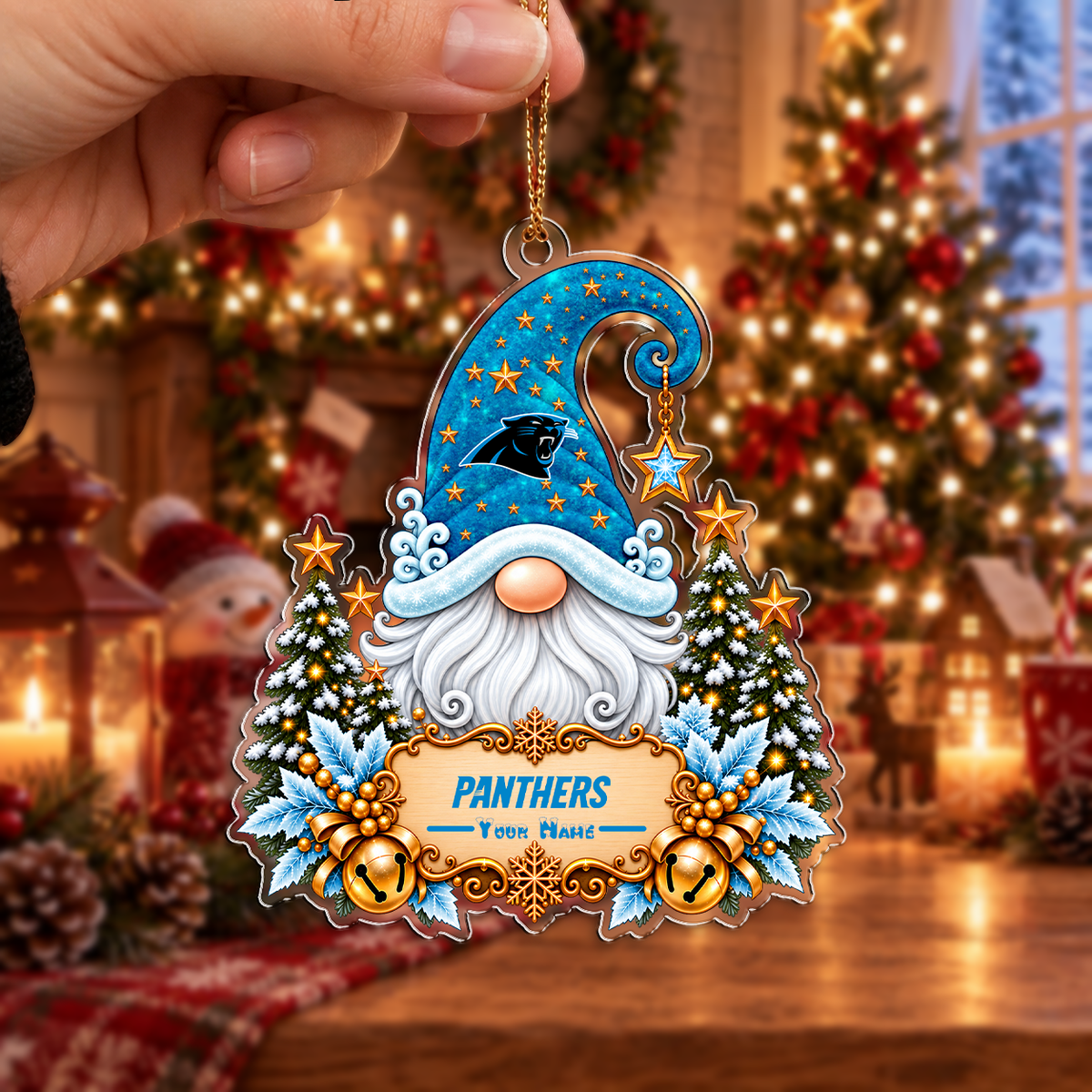 LIMITED EDITION - NEW CUSTOMIZED NFL23 CLP CAROLINA PANTHERS CHRISTMAS ACRYLIC ORNAMENT