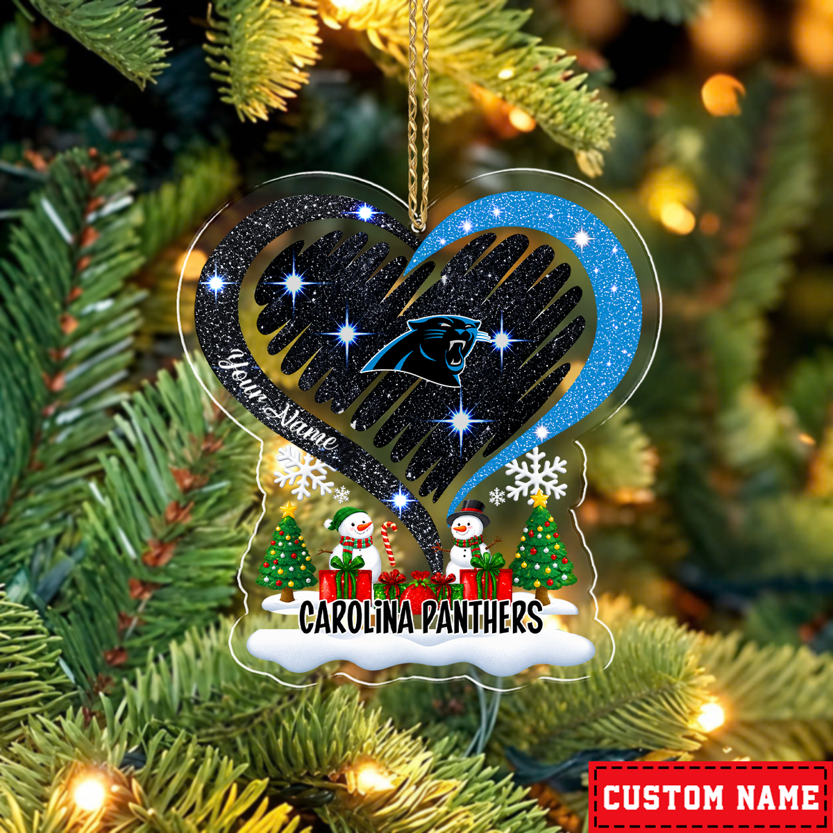 LIMITED EDITION - NEW CUSTOMIZED NFL23 CLP CAROLINA PANTHERS CHRISTMAS ACRYLIC ORNAMENT