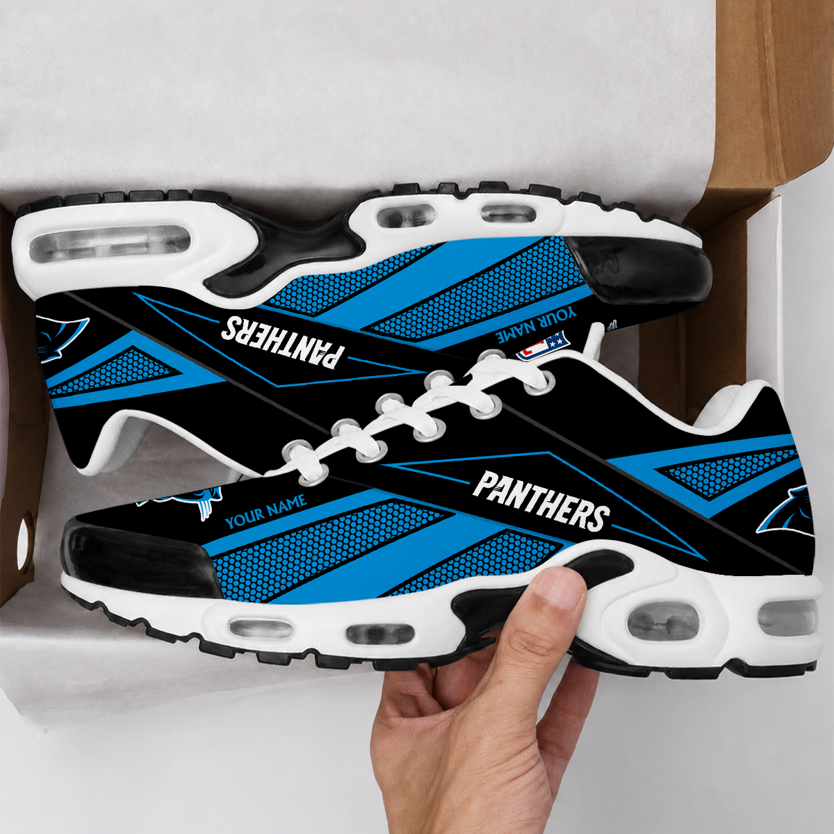 FLASH SALE - NEW CUSTOMIZED NFL23 CLP CAROLINA PANTHERS AIR MAX PLUS SNEAKERS