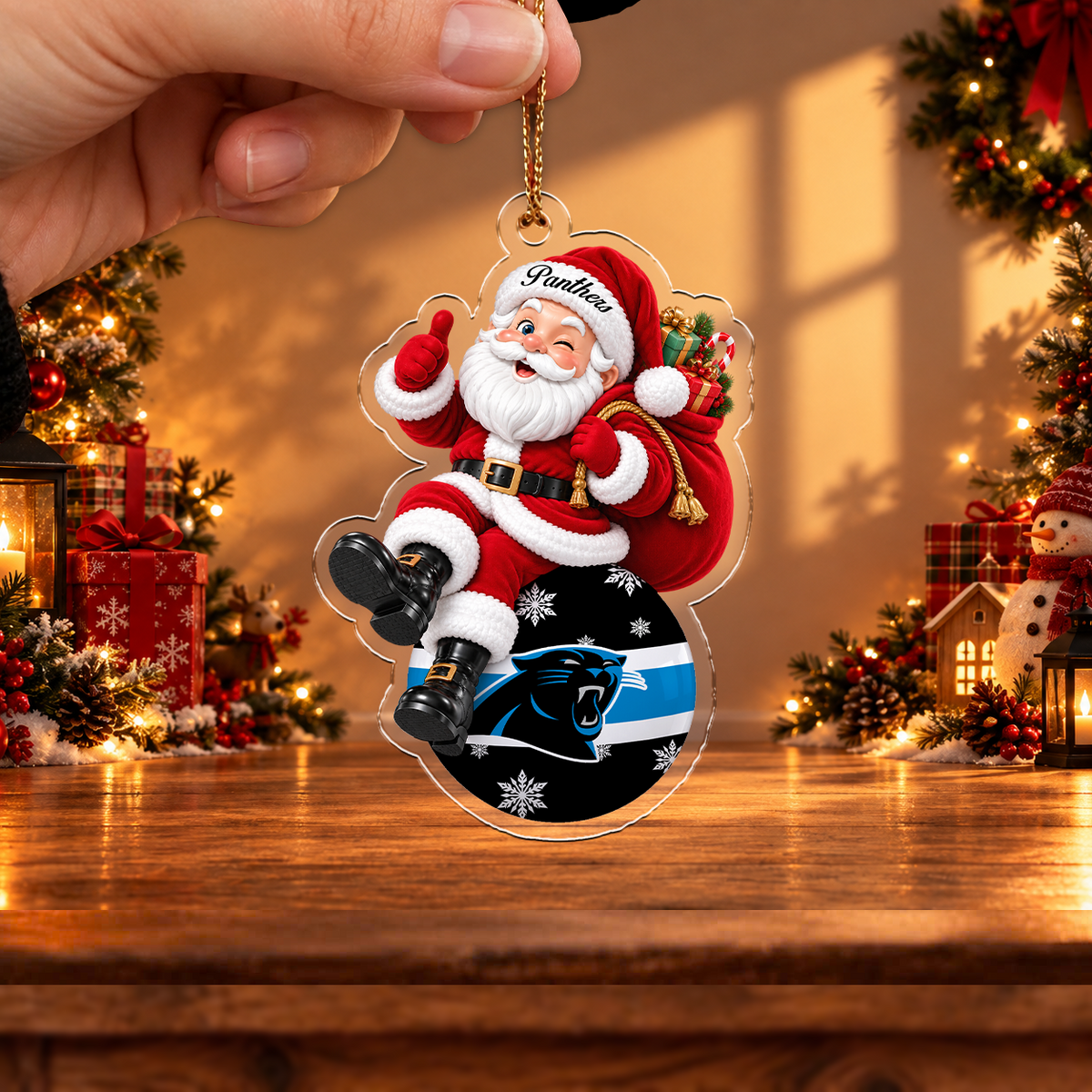 VIRAL EDITION - NEW CUSTOMIZED NFL23 CLP CAROLINA PANTHERS CHRISTMAS ACRYLIC ORNAMENT