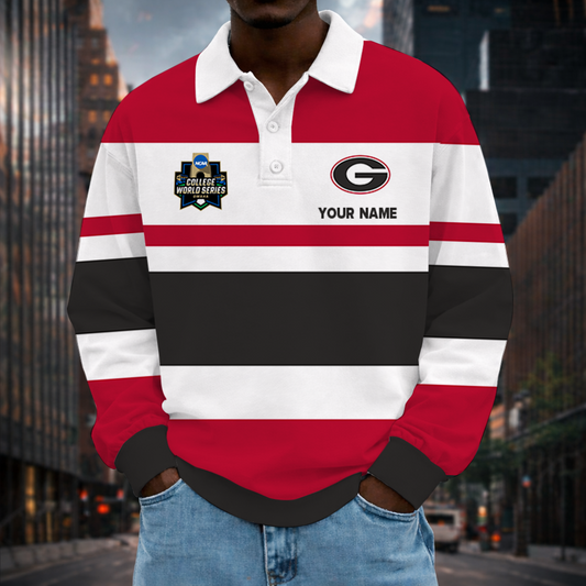 MEGA SALE - NEW CUSTOMIZED CWS NCAA23 GEB GE BULLGOGS UNISEX LONG SLEEVE POLO