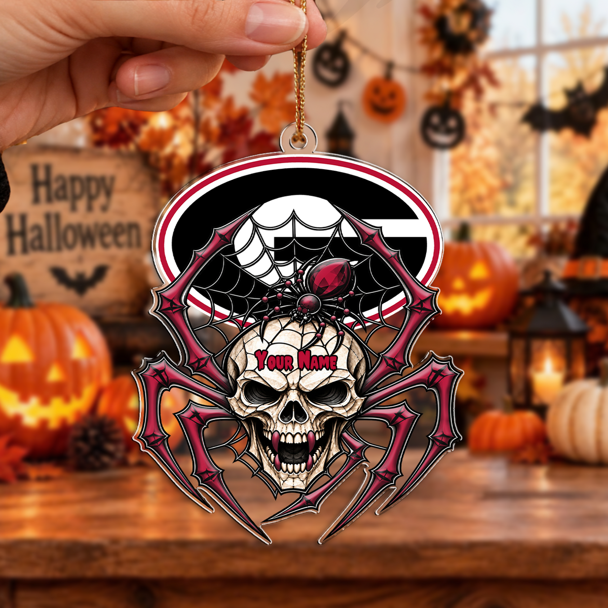 FINAL SALE - NEW CUSTOMIZED NCAA CWS23 GEB GEORGIA BULLDOGS HALLOWEEN ACRYLIC ORNAMENT
