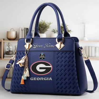 VIRAL EDITON - NEW CUSTOMIZED NCAA CWS23 GEB GE BULLGOGS ZIP HANDBAG MULTICOLOR