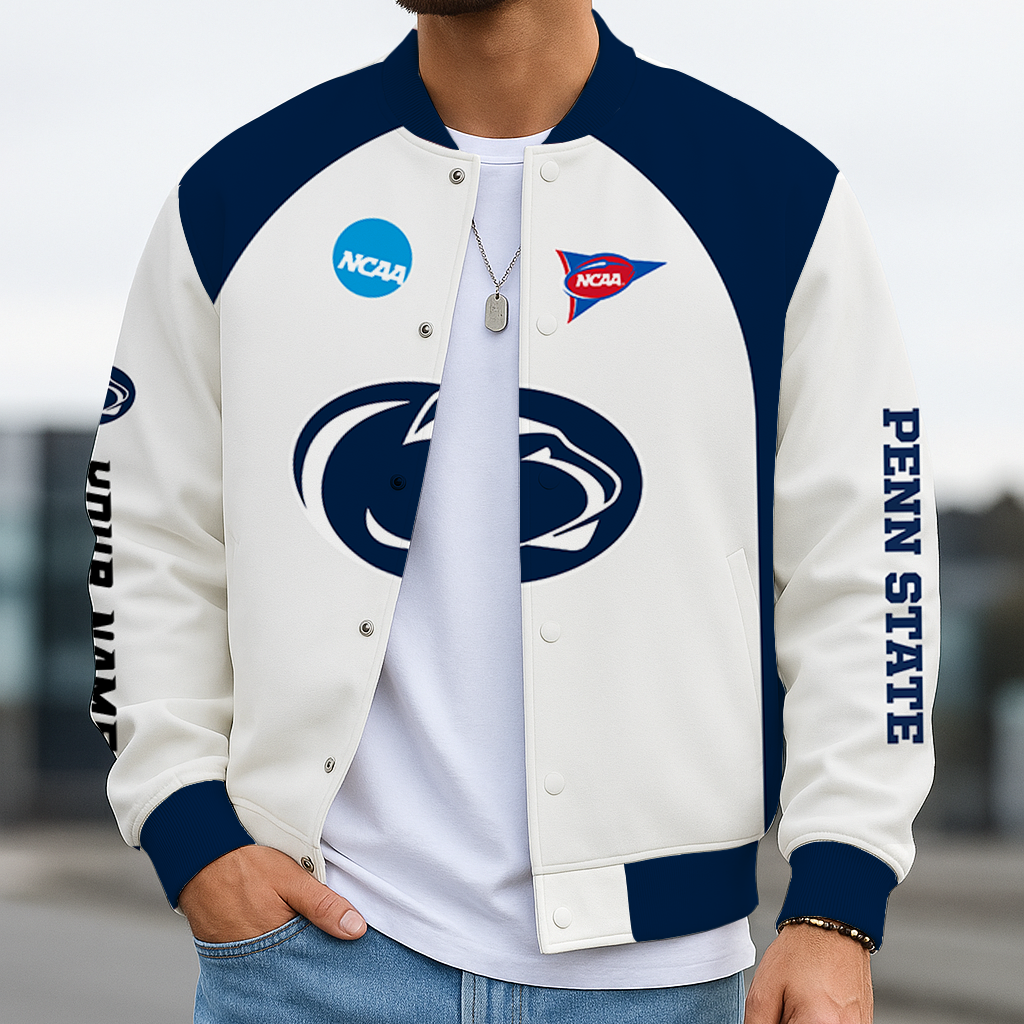 LIMITED DROP - NEW CUSTOMIZED | NCAA FBS23 PNL PS NITTANY LIONS BASEBALL JACKET, SATIN VARSITY JACKET