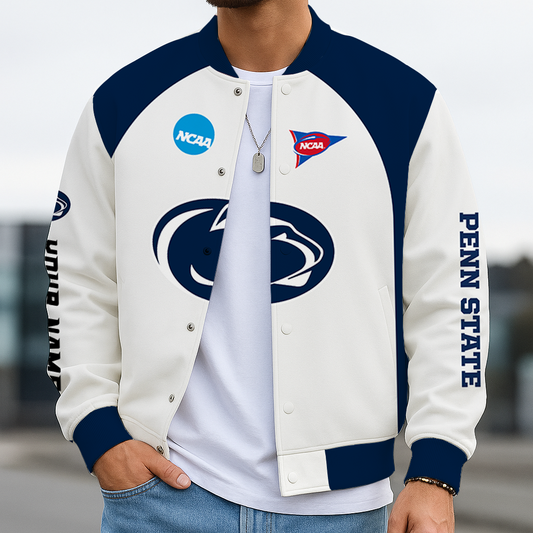 LIMITED DROP - NEW CUSTOMIZED | NCAA FBS23 PNL PS NITTANY LIONS BASEBALL JACKET, SATIN VARSITY JACKET