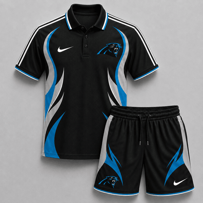 EXCLUSIVE EDITION - NEW CUSTOMIZED | NFL23 CLP CAROLINA PANTHERS POLO SHIRT & SHORT PANTS SET