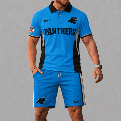 SPECIAL EDITION - NEW CUSTOMIZED | NFL23 CLP CAROLINA PANTHERS POLO SHIRT & SHORT PANTS SET