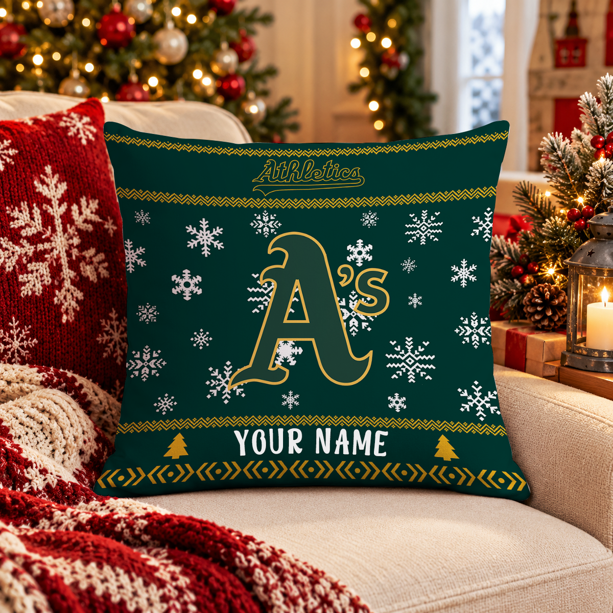 FINAL SALE - NEW PERSONALIZED MLB23 OAS OAKLAND ATHLETICS PILLOW CASE