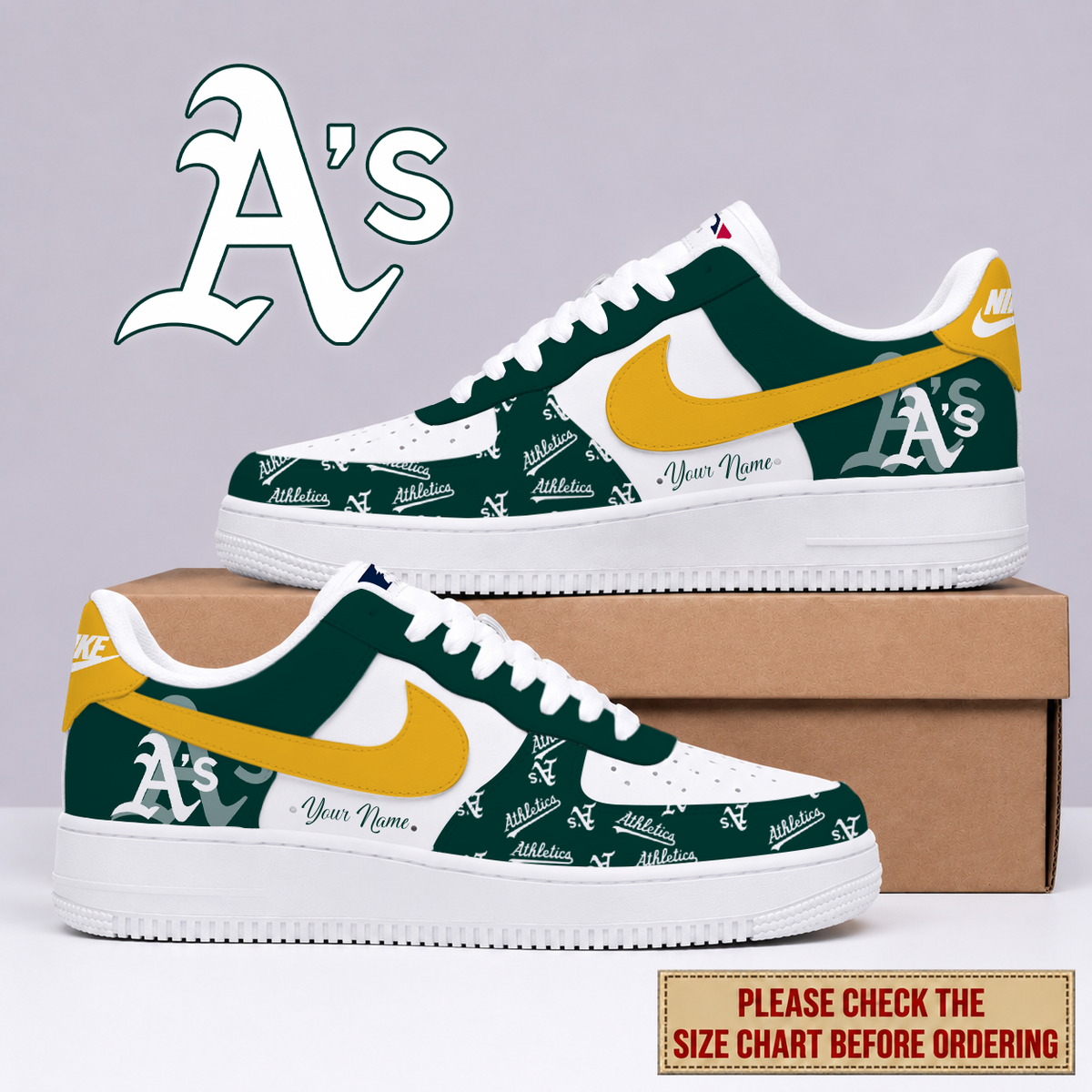 VIRAL EDITION - NEW CUSTOMIZED MLB23 OAS OAKLAND ATHLETICS AF1 SHOES