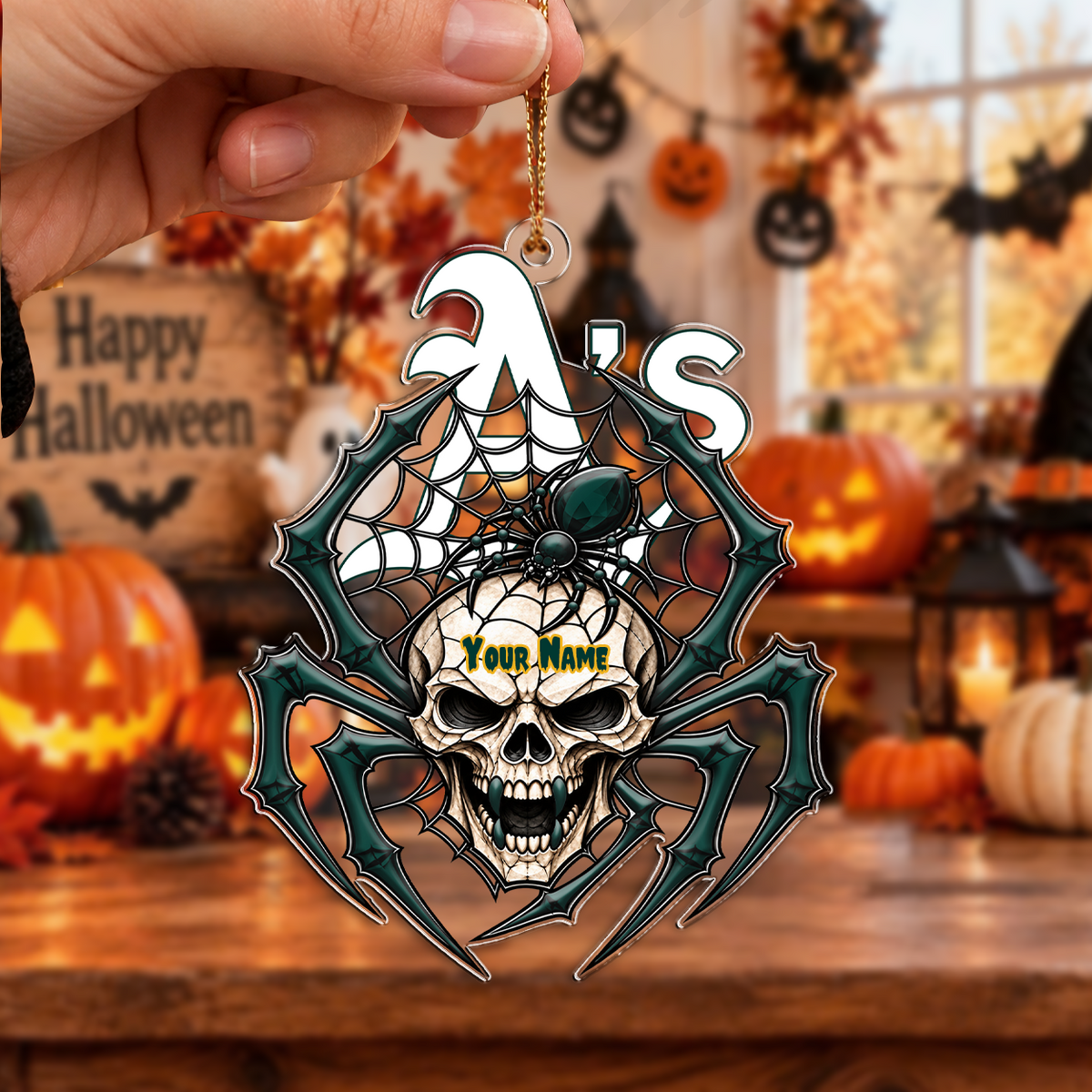 FINAL SALE - NEW CUSTOMIZED MLB23 OAS OAKLAND ATHLETICS HALLOWEEN ACRYLIC ORNAMENT