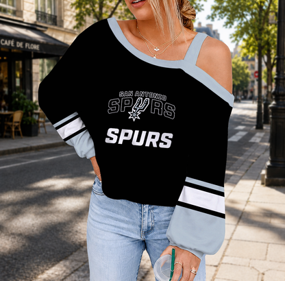 FINAL SALE - NEW CUSTOMIZED NBA23 SAS SAN ANTONIO SPURS DROP SHOULDER SWEATSHIRT