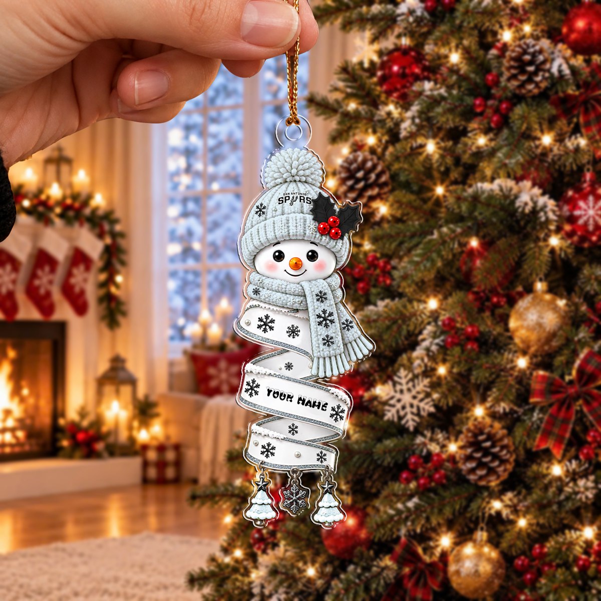 FINAL SALE - NEW CUSTOMIZED NBA23 SAS SAN ANTONIO SPURS CHRISTMAS ACRYLIC ORNAMENT