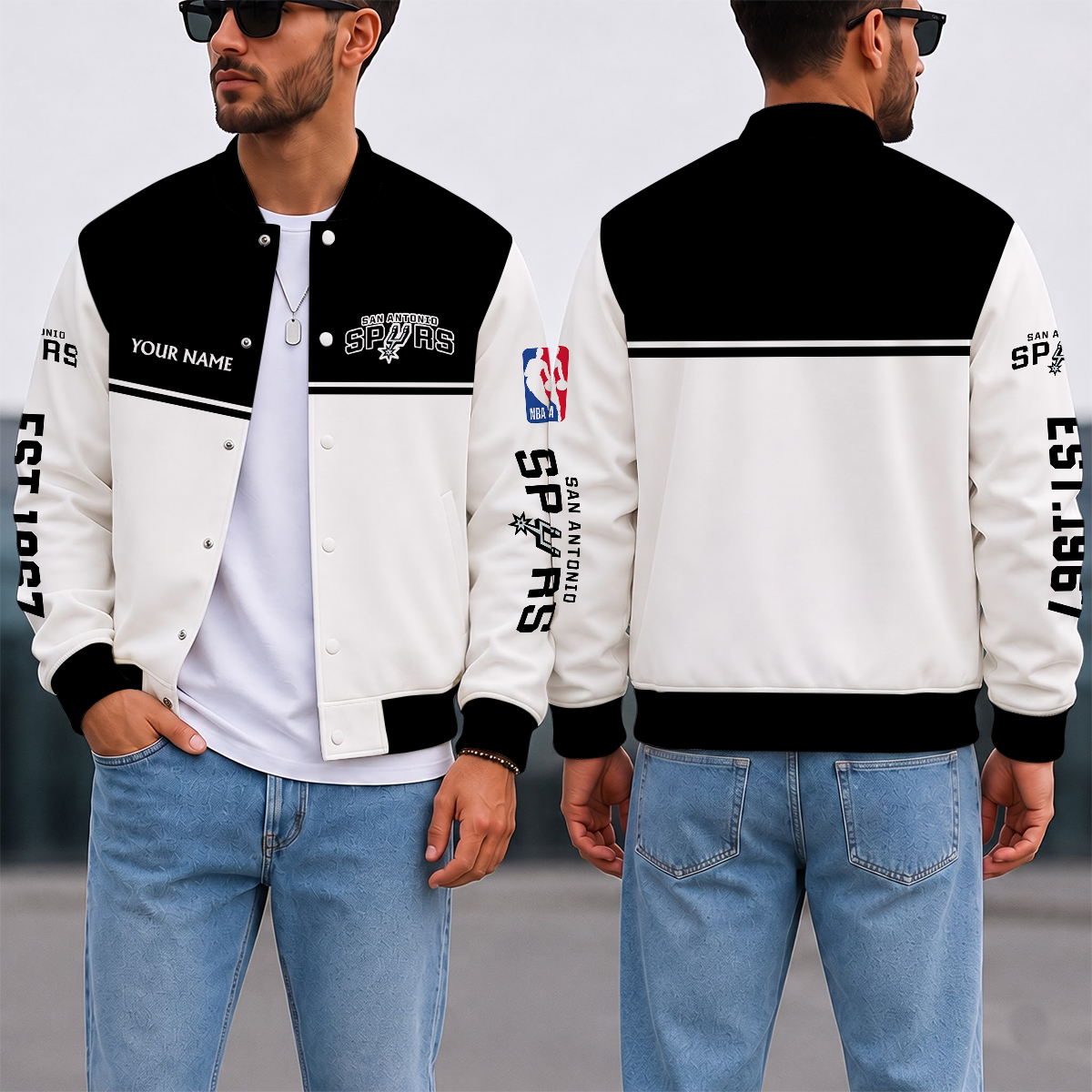 EXCLUSIVE EDITION - NEW CUSTOMIZED NBA23 SAS SAN ANTONIO SPURS BASEBALL JACKET, SATIN VARSITY JACKET