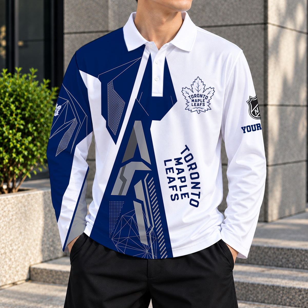 LIMITED DROP - NEW CUSTOMIZED NHL23 TML TORONTO MAPLE LEAFS MEN LONG SLEEVE POLO