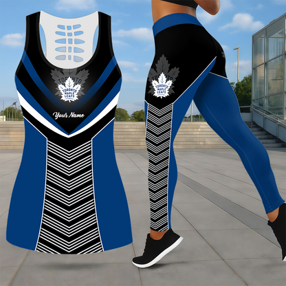 LIMITED EDITION - NEW CUSTOMIZED NHL23 TML TORONTO MAPLE LEAFS LEGGINGS & HOLLOW TANK TOP SET