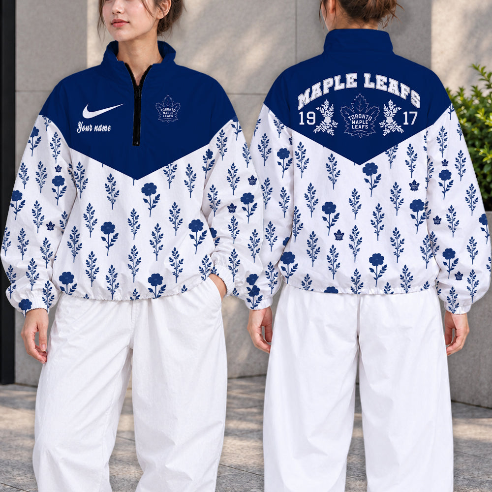 SPECIAL EDITION - NEW CUSTOMIZED NHL23 TML TORONTO MAPLE LEAFS V-NECK ZIPPER SWEATSHIRT JACKET