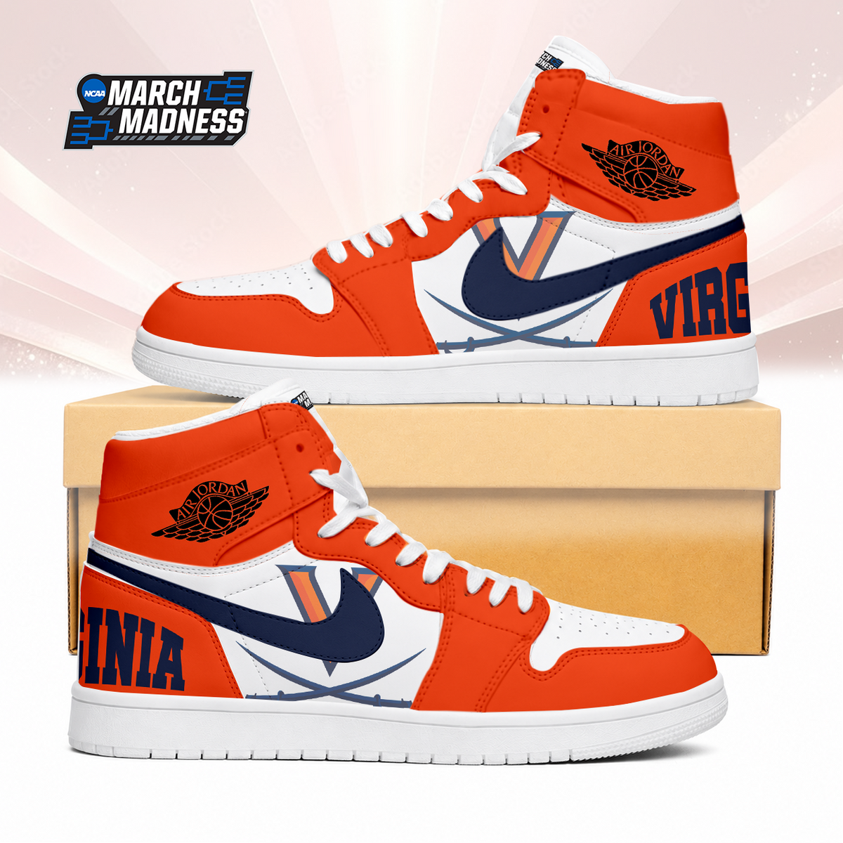 LIMITED EDITION - NEW CUSTOMIZED NCAA MAM23 VIC VIRGINIA CAVALIERS AIR JORDAN SNEAKERS