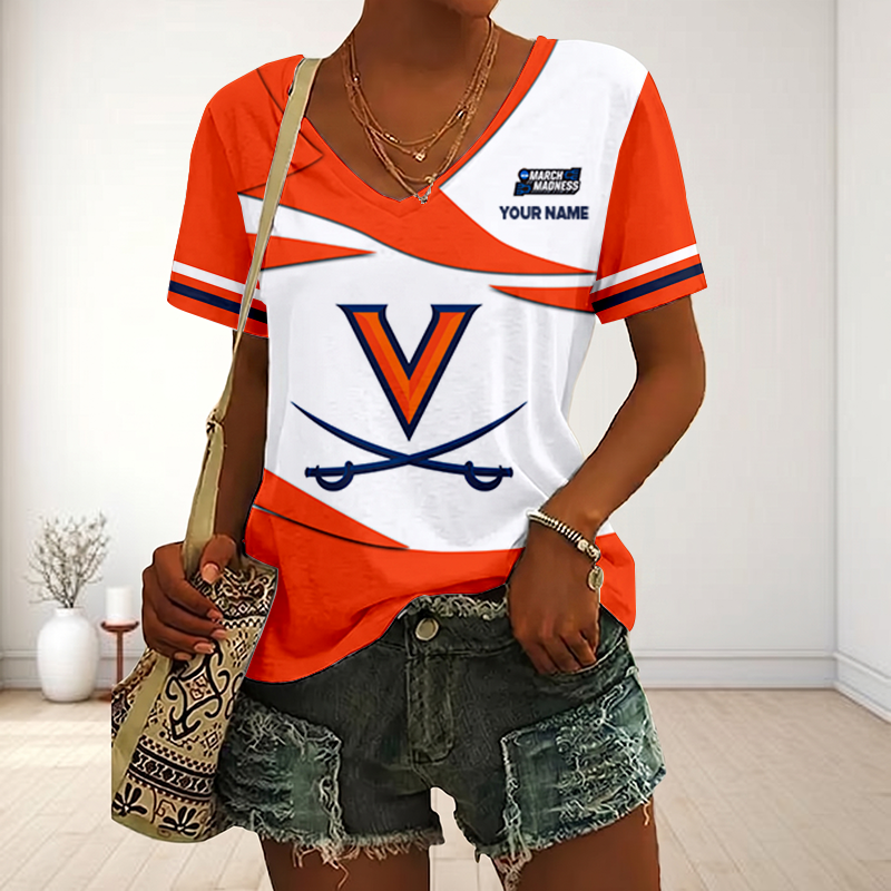 VIRAL EDITON - NEW CUSTOMIZED MAM NCAA23 VIC VI CAVALIERS V-NECK FEMALE SHIRT