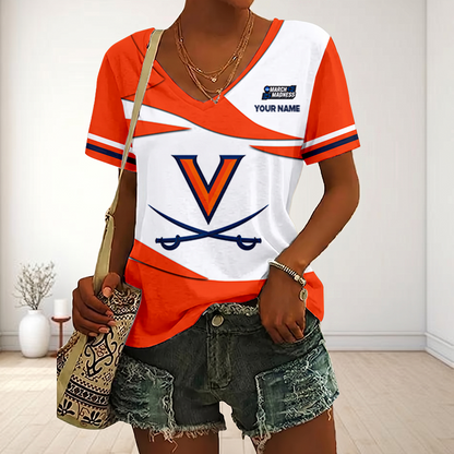 VIRAL EDITON - NEW CUSTOMIZED MAM NCAA23 VIC VI CAVALIERS V-NECK FEMALE SHIRT