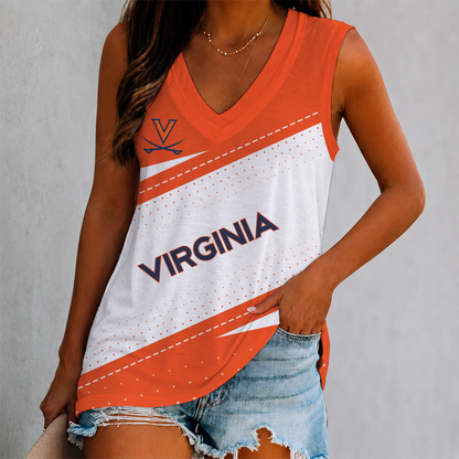 FINAL SALE - NEW CUSTOMIZED NCAA MAM23 VIC VIRGINIA CAVALIERS WOMEN'S V-NECK TANK TOP