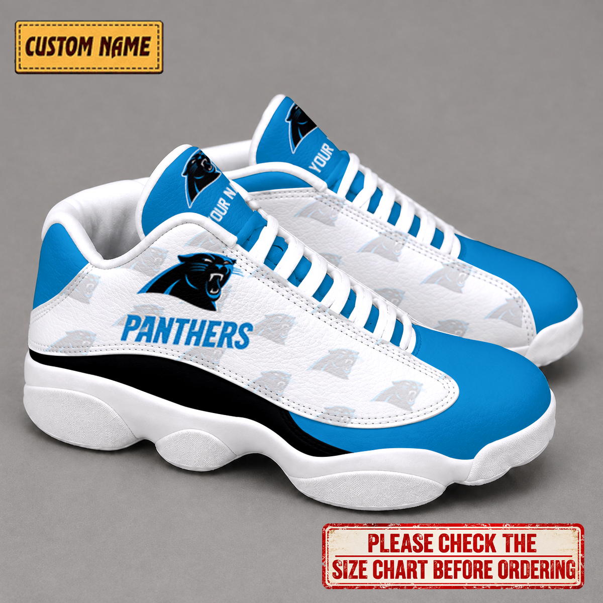 LIMITED EDITION - NEW CUSTOMIZED NFL23 CLP CAROLINA PANTHERS AIR JORDAN 13 LOW TOP SNEAKER