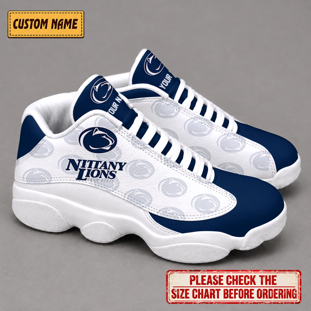 LIMITED EDITION - NEW CUSTOMIZED NCAA FBS23 PNL PENN STATE NITTANY LIONS AIR JORDAN 13 LOW TOP SNEAKER