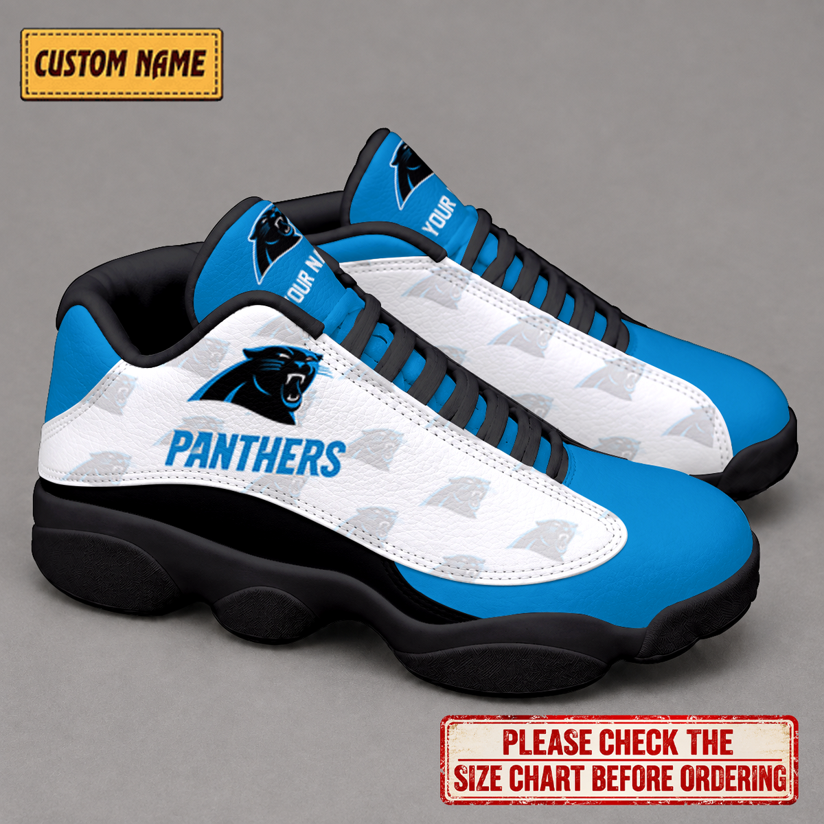 LIMITED EDITION - NEW CUSTOMIZED NFL23 CLP CAROLINA PANTHERS AIR JORDAN 13 LOW TOP SNEAKER