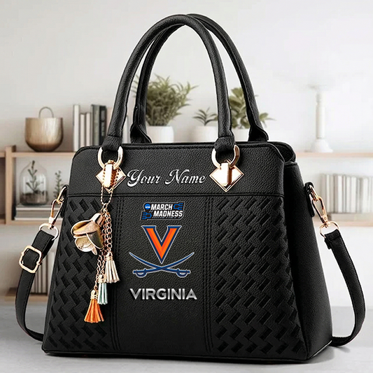 VIRAL EDITON - NEW CUSTOMIZED NCAA MAM23 VIC VI CAVALIERS ZIP HANDBAG MULTICOLOR