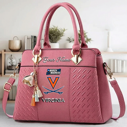 VIRAL EDITON - NEW CUSTOMIZED NCAA MAM23 VIC VI CAVALIERS ZIP HANDBAG MULTICOLOR